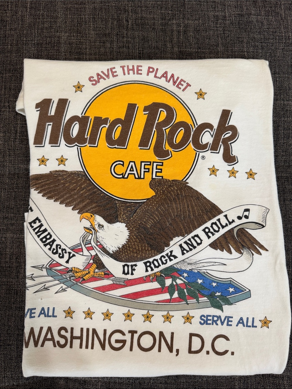 Vintage Hard Rock Cafe Washington DC Save the Planet Eagle T-Shirt USA Large